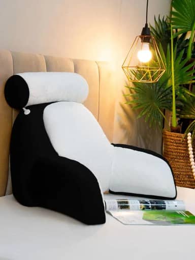 Almofada de Descanso Apoio lombar Travesseiro Encosto de costas para leitura na Cama, Almofada de Pescoço multiuso Ergonômico em Pelúcia 55cm x60cm (PRETO)