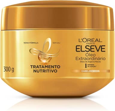 L'Oréal Paris Elseve Óleo Extraordinário Máscara Capilar, Nutrição Profunda e Brilho Excepcional, Enriquecida com Micro-Óleos, Reconstrói Fios Secos e Sem Vida, 300g