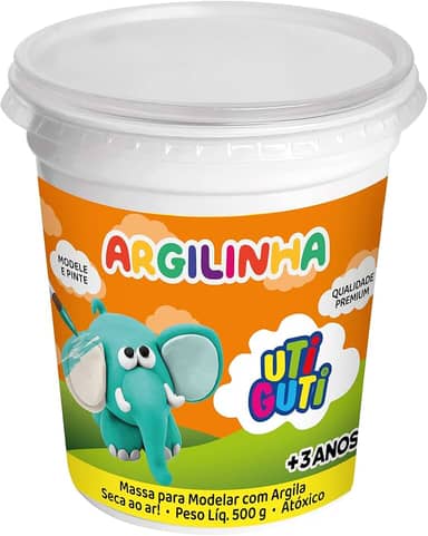 Pote de Massa de Modelar com Argila 500g, Uti Guti, 186000, Branco, 1 Unidade