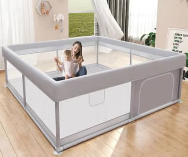 Cercadinho para Bebê 180x150x66 – Cercado Infantil Grande com Porta Zíper, Tela Respirável, Base Antiderrapante, Chiqueirinho Desmontável e Portátil, Centro de Atividades Seguro