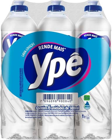 Ypê Pack Detergente Coco 500ml (6 unidades)