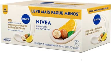 NIVEA Sabonete Vegetal Nutrição Da Natureza Manteiga De Karité & Lima Da Pérsia 80g (6 un.)