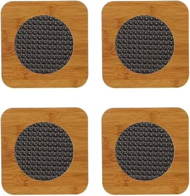 Kit 4 Peças Descanso de Panela em Bambu com Proteção Térmica Design Moderno Protege a Mesa de Panela e Travessa Quente Descanso de Bule de Chá e Chaleira 16,5 cm