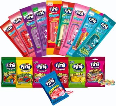 Kit Fini com 60 pacotes de Balas tubes gelatina Sortidas 15g