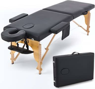 Maca Portátil Premium, Divã Cama de Fisioterapia, Estética, Massoterapia, Massagem, Quiropraxia, Depilação, Tatuagem - Altura Ajustável + bolsa de transporte - Preto BKZA - MSG 102