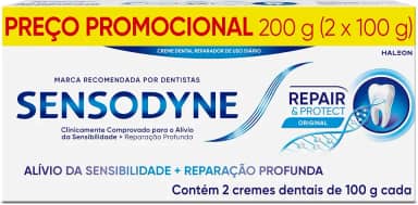 Sensodyne Creme Dental para Sensibilidade Repair e Protect com Flúor, Alívio da Sensibilidade, 2 unidades, 100g cada