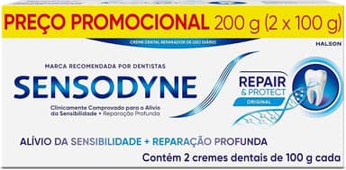 Sensodyne Creme Dental para Sensibilidade Repair e Protect com Flúor, Alívio da Sensibilidade, 2 unidades, 100g cada