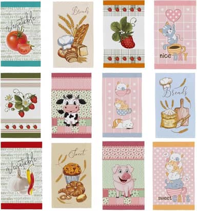 Kit Pano De Prato Copa Atoalhado Felpudo 40x65 Cozinha Com Bainha Colorido Para Presente Coleção Primore 100% Algodão - 7 ou 12 Unidades (Kit 7 Unidades)