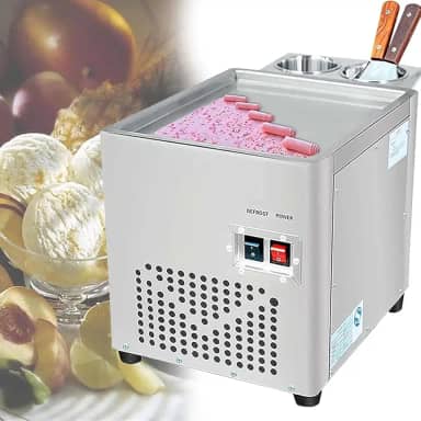 Máquina De Rolo De Sorvete Frito De Aço Inoxidável - Sorveteira Laminada Comercial Para Bares Café Dessert Shops - Máquina De Creme De Iogurte De Panela Quadrada única。