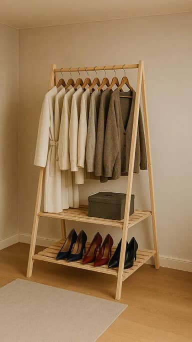 Arara De Madeira Dobravel Expostior Closet Pinus Sapateira