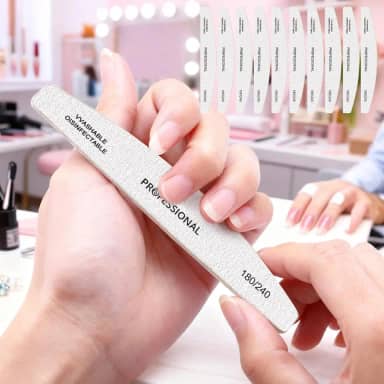 Pacote com 10 Lixas de Unhas Profissionais Grão 100/180 Dupla Face Esmeril Lixa de Manicure Pedicure Unhas de Gel Natural