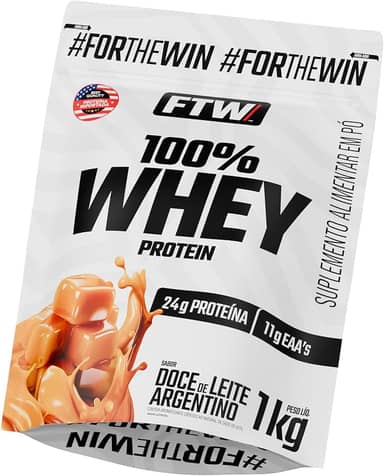 FTW 100% Whey Protein com Proteína Concentrada WPC, para Atletas com Alto Valor Biológico, Suplemento Pós-Treino Sem Glúten - Refil 1kg (Sabor Doce de Leite Argentino)