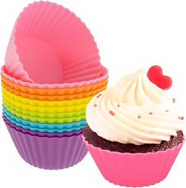 Kit 12 Formas de Silicone para Cupcake, Bolinho, Muffin, Forno e Air Fryer, Resistente a Temperatura, Forminhas Premium, Livre de BPA