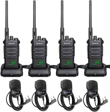 Retevis RT86 Rádio profissional bidirecional de longo alcance, walkie talkies de alta potência para adultos com microfone de ombro, rádios bidirecionais resistentes, recarregáveis, 2600 mAh, USB