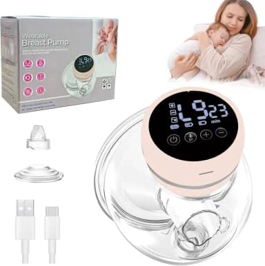 2 In 1 Vestível de Tirar Leite，Bomba de Tirar Leite Elétrica, 3 Modos, 12 Velocidades, RecarregáVel, PortáTil, Silenciosa, Confortável, Sem BPA (Em pó)