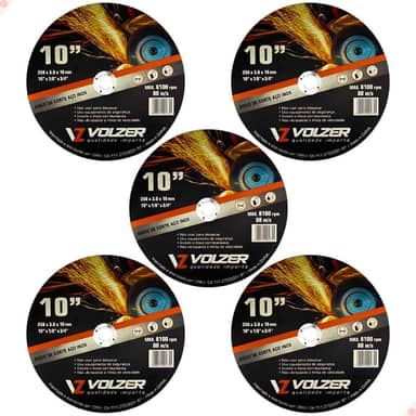 Volzer, Kit 5 Discos de Corte Policorte Volzer Aço Inox 10 Pol x 3mm x 3/4 Pol 5317