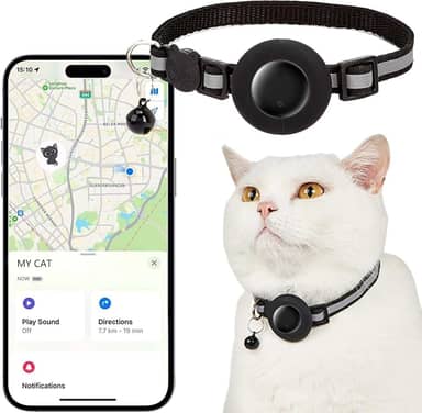 Coleira GPS para Gatos Localizador Eletrônico de Animais de Estimação Compatível com Apple Find My à Prova D'água Longa Vida Útil da Bateria Visibilidade Aprimorada