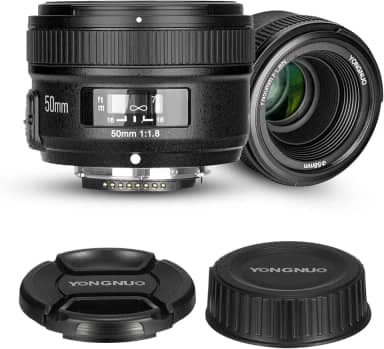 Lente YONGNUO YN50 mm 50 mm f/1.8 para Nikon F-Mount, lentes de câmeras de grande abertura/lente AF MF de quadro completo, padrão Prime para câmeras Nikon D3000, D3500, D5000, D80, D3X DSLR