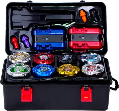 Kit Beyblade Metal Fusion: 8 Piões, 2 Lançadores e 1 Grip