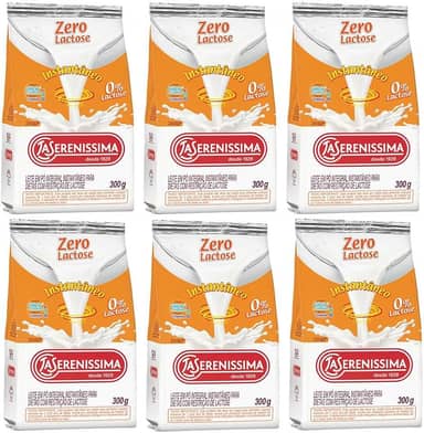 Combo 6 Un Leite em pó Zero Lactose integral instantâneo La Sereníssima 300g