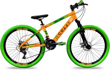 Colli Bike, Bicicleta Grau, Aro 26, Freios a Disco, 21 V, Alavanca Rapid Fire 3/7V, Pedivela Triplo Aço, Selim Colli C/Carrinho, Pedal Free Sport 9/16 Colorido, Pneus Coloridos, Guidão Downhill