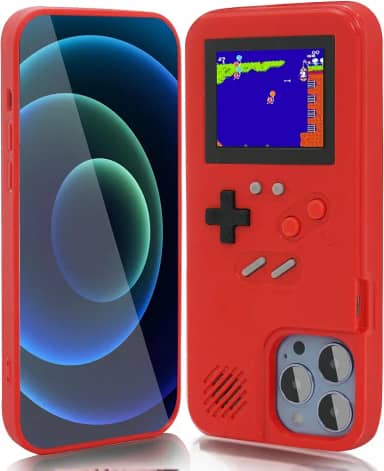 WeLohas Capa Gameboy apenas para iPhone 16, jogos clássicos retrô 168 portátil, exibição de vídeo colorida para iPhone, capa de telefone antiarranhões à prova de choque para iPhone vermelha