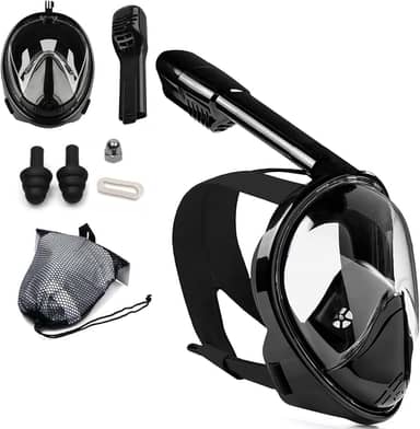 Mascara De Mergulho Snorkel Dobrável Com Visão Panorâmica de 180 Graus e Suporte Para Câmera (Preto L/XL(G/GG))