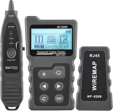 ERYUE Testador de cabos,Testador de cabo de rede LCD multifuncional Rastreador de fio PoE Checker Inline Testador de corrente e tensão PoE com testador de cabo com função iluminar