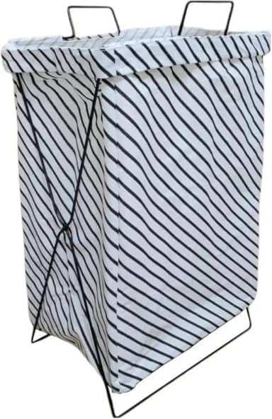 AMOEJA Cesto de Roupa Suja com Suporte em Aço Inox – Dobrável, Lona Durável – 4 Opções de Estampa (Listrado)