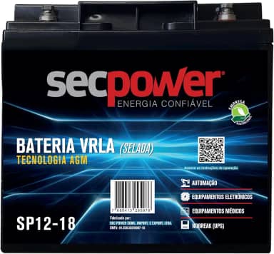 Bateria Estacionária VRLA (AGM) SecPower 12V - 18Ah - SP12-18