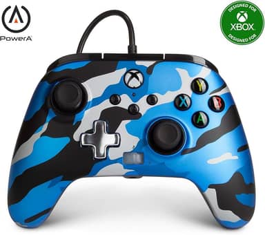 PowerA Enhanced Wired Controller for Xbox Series X|S - Metallic Blue Camo, gamepad, wired video game controller, gaming controller, Officially Licensed for Xbox