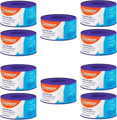 Esparadrapo Branco 2,5cm x 4,5m | Kit com 10 Unidades