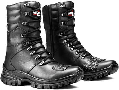 Bota Coturno Militar Tático Couro Cano Alto Masculino