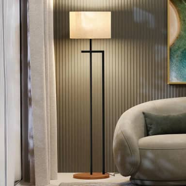 UNIDECOR CASA Luminária Abajur de Chão Salone Decorativa em Aço Carbono Preto com Cúpula