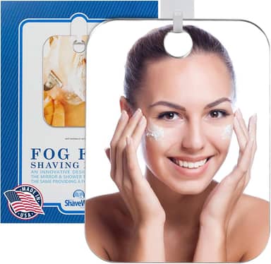 Espelho de barbear original anti-embaçamento da Shave Well | Espelho de chuveiro de banheiro suspenso sem neblina com opção portátil para homens e mulheres | Inclui gancho adesivo removível de longa