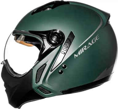 Peels Capacete Aberto Moto com Queixeira Removível e Óculos Solar Interno Mirage Classic Verde Militar Fosco/Grafite 58