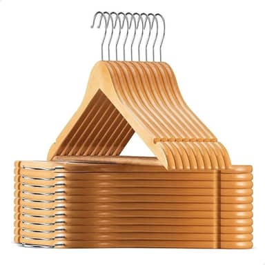 Kit 20 Cabides de Madeira Adulto 360° Para Roupas Calças Cor Marfim Envernizados