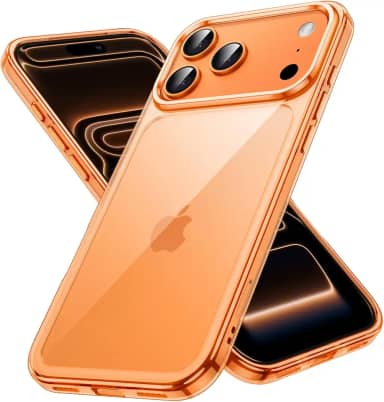 JETech Capa para iPhone 17 Pro 6,3 Polegadas, Case Protetora de Telefone à Prova de Choque, Anti-Amarelecimento, Parte Traseira Transparente Anti-Riscos (Laranja)