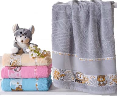 Toalha De Banho Bebe Infantil Menina Menino 100% Algodão Masculino Grande Personagem Praia Carinho Ponto Cruz Para Bordar (Cinza, Banho)