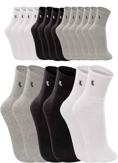 Kit 10 pares Meia Cano Médio, Básica, Lupo, adulto-unissex, Branca/Cinza/Preta, 41 a 44, G