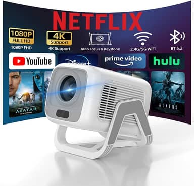 Bettdow Projetor 4k [Netflix-Licensed], Projetores Portatil 12000 Lumens Full Hd 1080p Compatível Com Android 13, HDR10+ Retroprojetor WiFi 6 BT 5.2, Keystone automático, Foco Automático