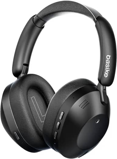 Fone de Ouvido Bluetooth 5.4, Headphone Bluetooth com Microfone, Cancelamento de Ruído Ativo Híbrido (Hybrid ANC), Modo Transparente, Hi-Pure Áudio, 50H de Bateria – Preto