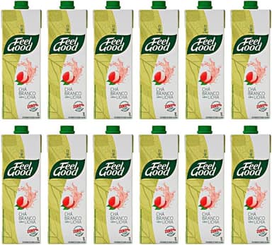 Kit 12 Chá Branco Sabor Lichia Feel Good Caixa 1l
