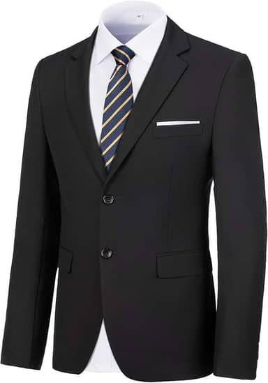 Blazer masculino com 2 botões, caimento justo, formal, para negócios, casamento, festa de formatura