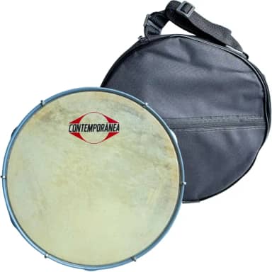 Kit Pandeiro 10 Polegadas Contemporânea Madeira e Couro 20LT + Capa