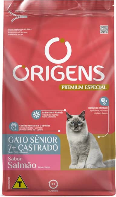 Origens Ração Para Gatos Castrados Sabor Salmão Sênior 1Kg