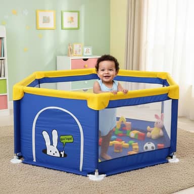 150 x 130 x 68 cm Cercadinho para Bebe Hexagonal Cercado para Bebê Cercadinho Infantil Chiqueirinho Bebe de Proteção Criança Grande Tamanho com Design Colorido DOUBLE S (150 * 130cm)
