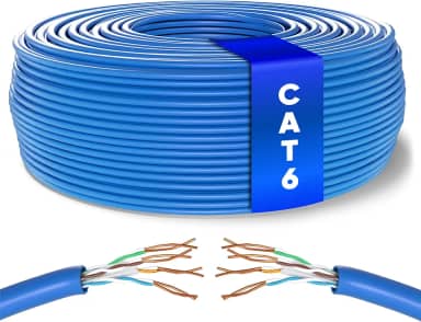 Mr. Tronic Cabo Ethernet Cat 6 de 50 m, cabo de rede Ethernet LAN de alta velocidade, cabo de Internet Cat6 a granel de 50 m, 1 Gbps, 250 MHz, cabo ADSL AWG24, cabo UTP CCA (50 metros, azul)