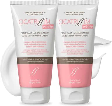 Cicatrissim White Creme Para Estrias Brancas e Antigas - Kit 2 Unidades - Suaviza Estrias, Uniformiza e Firma a Pele - Todos os Tipos de Pele - 150g Cada