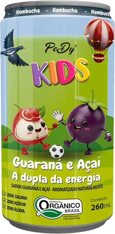 Kombucha Orgânica PEDY+ Kids - Guaraná e Açaí A Dupla da Energia - 260ml
